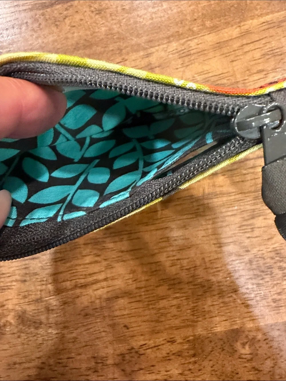 Vera Bradley Yellow and Orange Floral Key Pouch with Key Ring